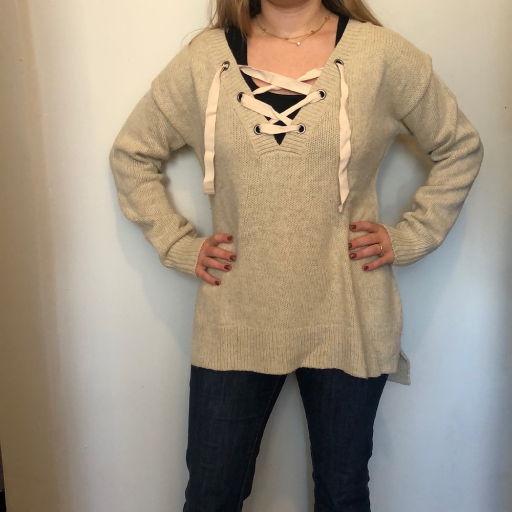 Chunky Oatmeal Pullover Sweater - image 1